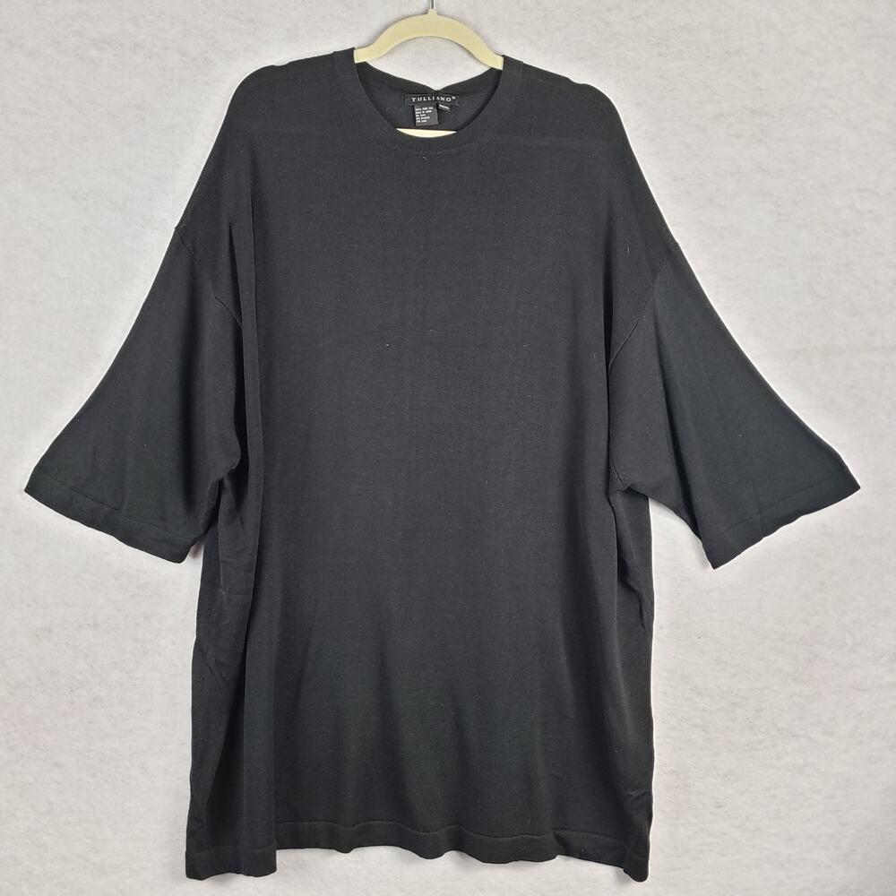 Tulliano Women's XXXL 100% Pure Silk Semi Sheer Sweater Tee‎ Black Quiet Luxury